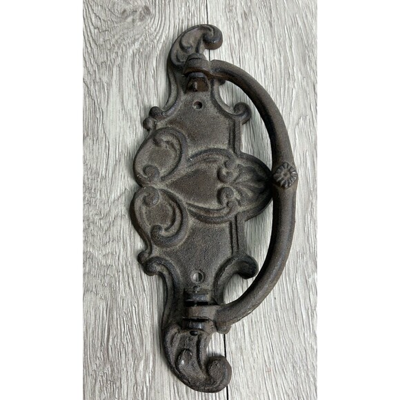 Vintage Ornate Cast Iron Drawer Pull Handle 9” - Picture 3 of 7